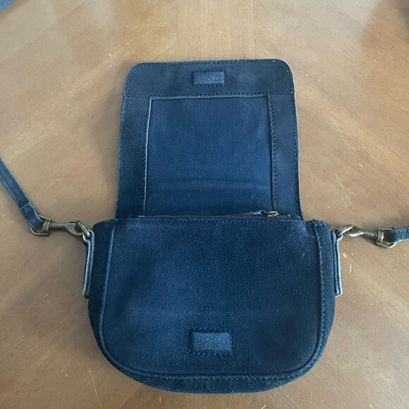 Liebeskind Berlin Mini Crossbody Bag Black Suede Leather Calf Hair Boho Purse - Picture 5 of 11